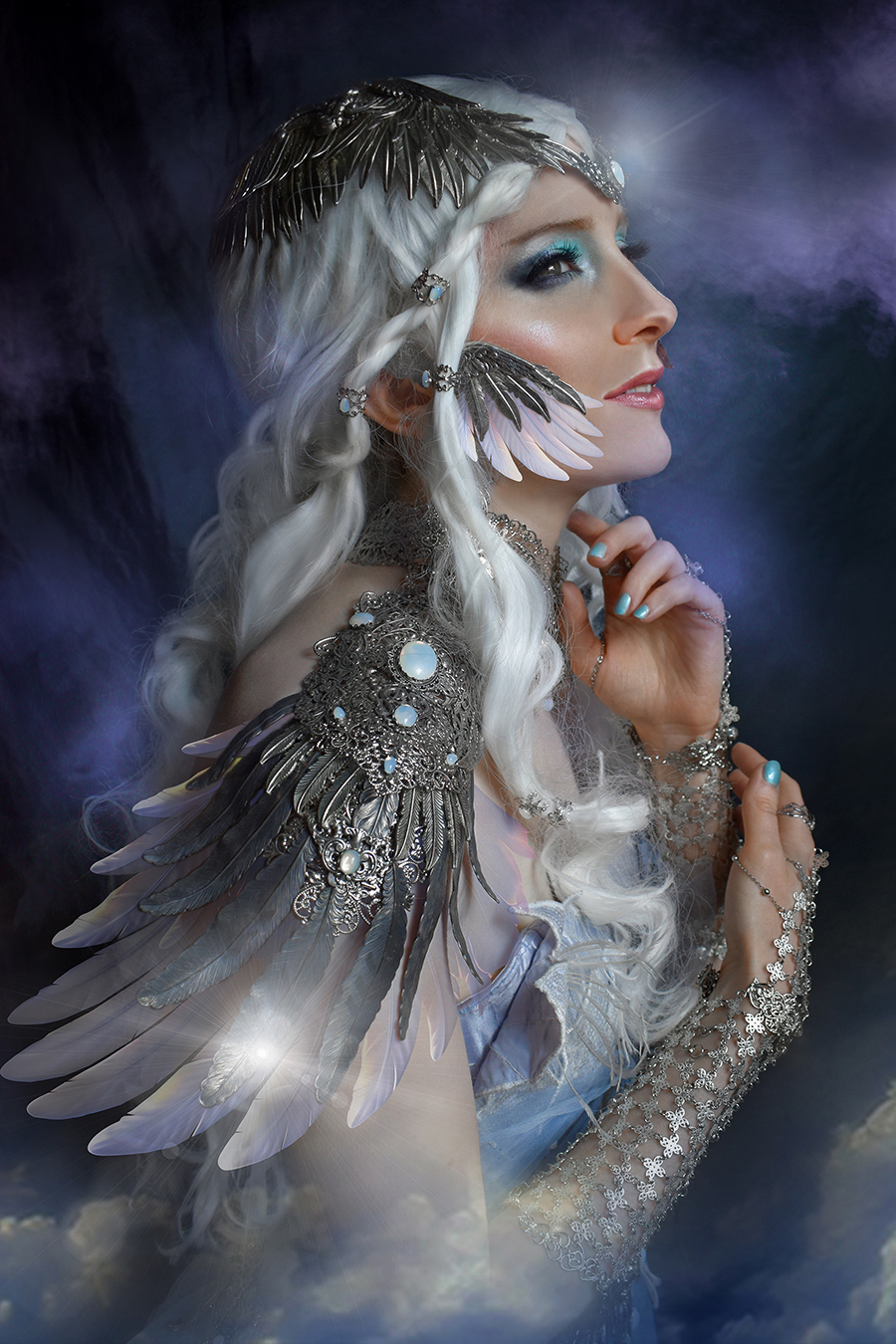 cosplay ange elfique avec ailes